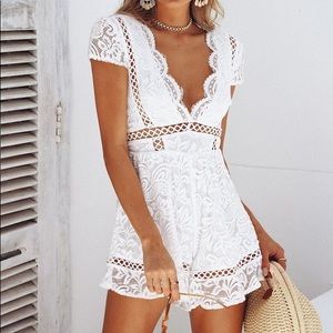 White Lace Romper New With Tags